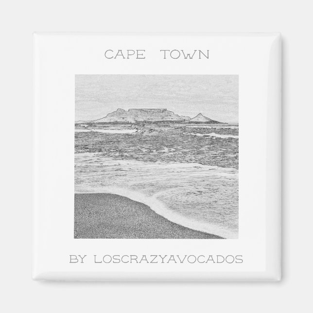 Cape Town Table Mountain Ocean Waves Beach Magnet (Front)