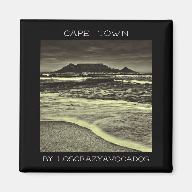 Cape Town Table Mountain Ocean Waves Beach Magnet (Front)