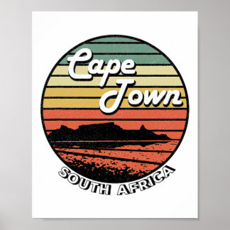 Cape Town Table Mountain South Africa Vintage  Poster