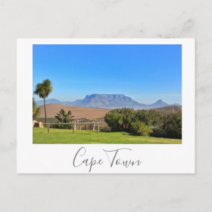 Cape Town Table Mountain View Grass Landscape Postcard