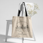 Cape Town Wedding | Stylized Skyline Tote Bag<br><div class="desc">A unique wedding tote bag for a wedding taking place in the city of Cape Town,  South Africa.  This tote features a stylized illustration of the country's unique skyline with its name underneath.  This is followed by your wedding day information in a matching open-lined style.</div>