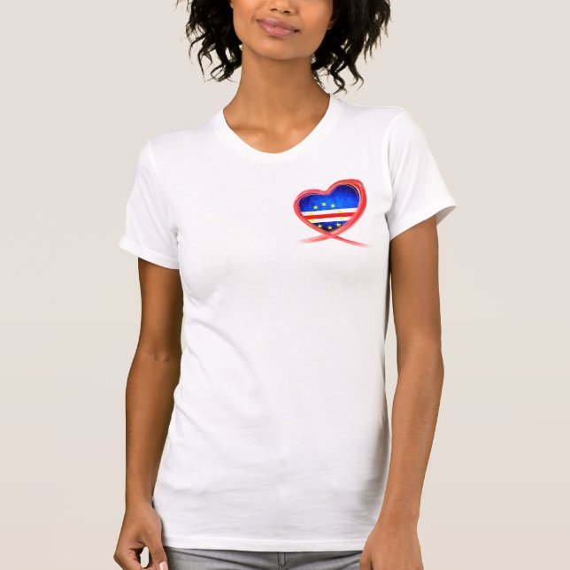 Cape Verde Bow Heart Flag T-Shirt (Front)