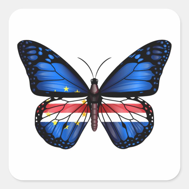 Cape Verde Butterfly flag Square Sticker (Front)
