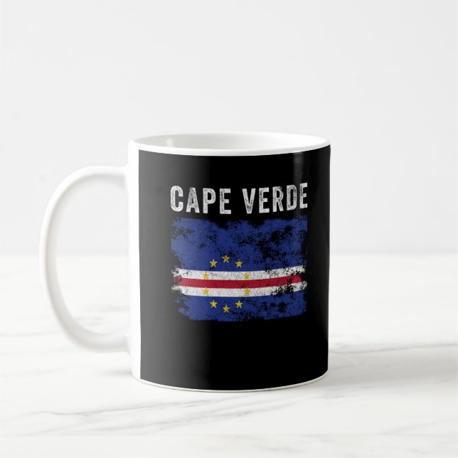 Cape Verde Flag Distressed Coffee Mug (Left)