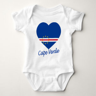 Cape Verde Flag Heart Baby Bodysuit