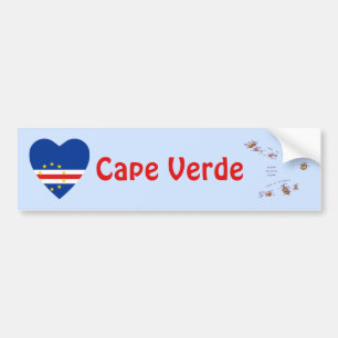 Cape Verde Flag Heart + Map Bumper Sticker