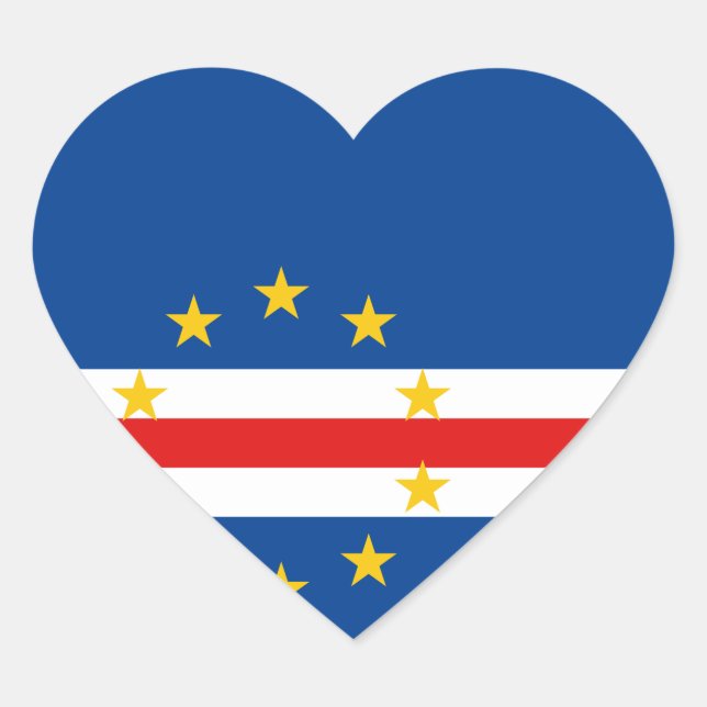 Cape Verde Flag Heart Sticker (Front)