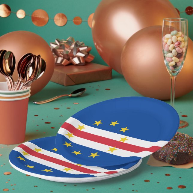 Cape Verde flag Paper Plate (Multi)