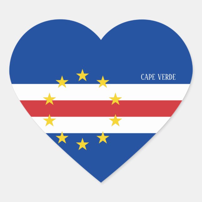 Cape Verde Flag Splendid Patriotic Heart Sticker (Front)
