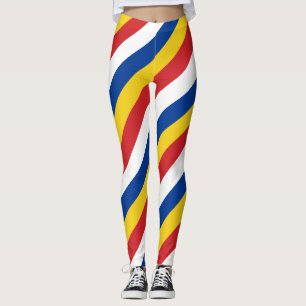 Cape Verde National Flag Colours Diagonal Striped Leggings