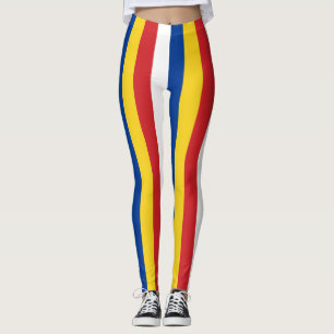 Cape Verde National Flag Colours Vertical Striped Leggings