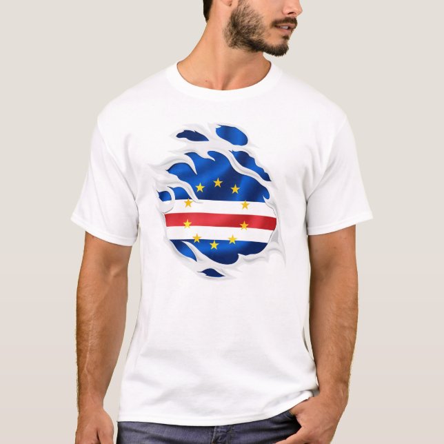 Cape Verde Ripped flag T-Shirt (Front)