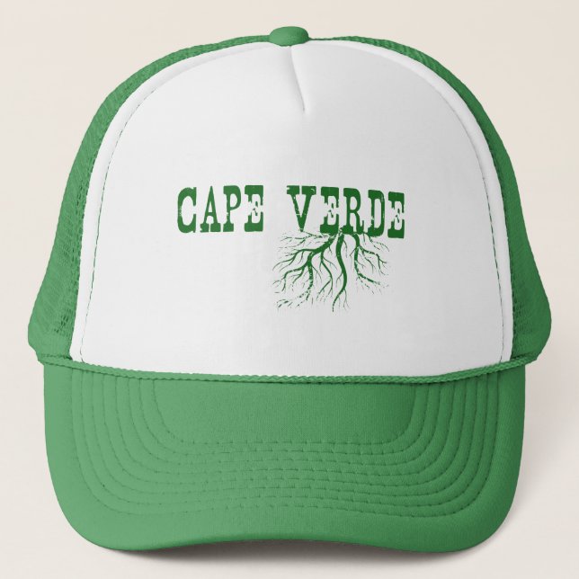Cape Verde Rooted Tree Roots Cape Verdean Word Art Trucker Hat (Front)