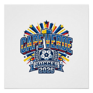 Cape Verde Soccer 2026 Soccer Bold Country Typogra Poster