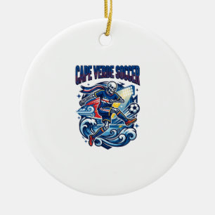 Cape Verde Soccer Skeleton Striker Nations Premium Ceramic Ornament