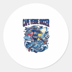 Cape Verde Soccer Skeleton Striker Nations Premium Classic Round Sticker