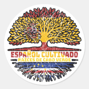 Cape Verde Spain Spanish Tree Roots Flag Classic Round Sticker