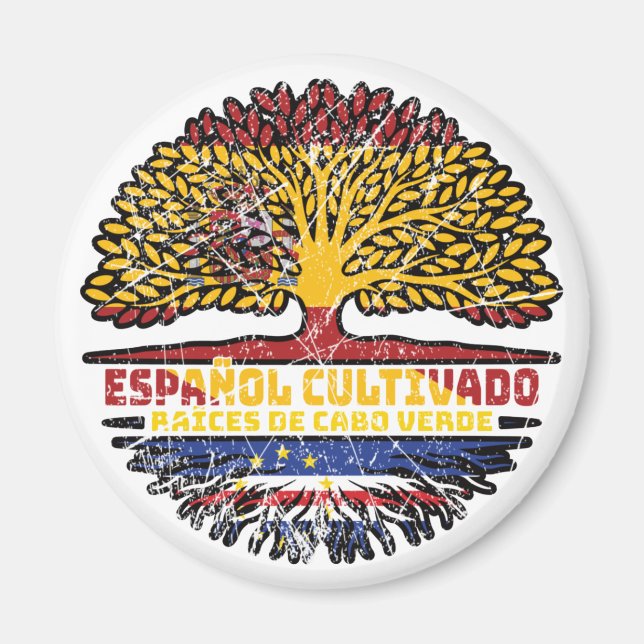 Cape Verde Spain Spanish Tree Roots Flag Magnet (Front)