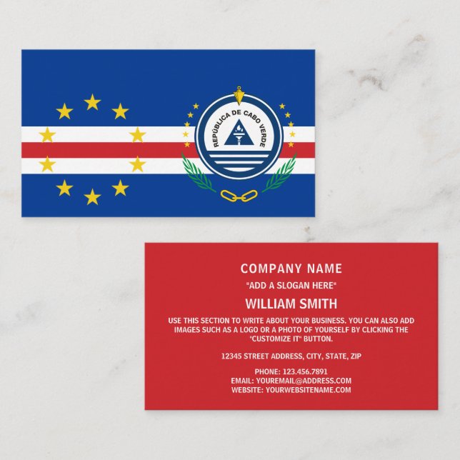 Cape Verdean Flag & National Emblem, Cape Verde Business Card (Front/Back)