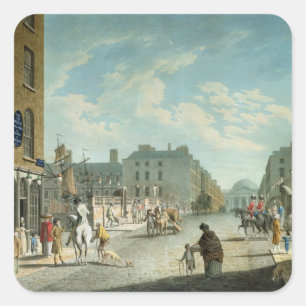Capel Street with the Royal Exchange, Dublin, 1800 Square Sticker