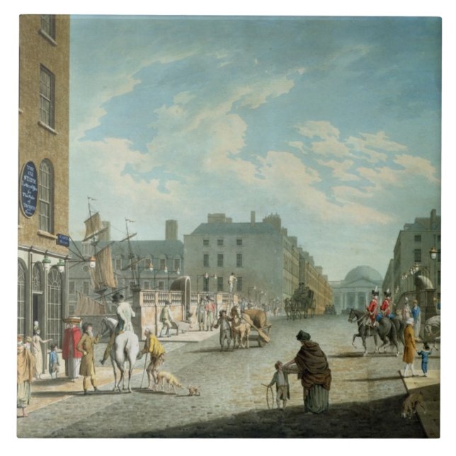 Capel Street with the Royal Exchange, Dublin, 1800 Tile (Front)
