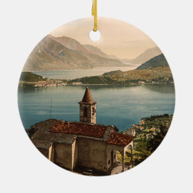 Capello St Angelo, Lake Como, Lombardy, Italy Ceramic Tree Decoration (Back)