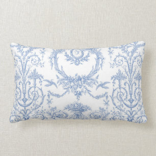 Capetian Toile blueberry Lumbar Cushion
