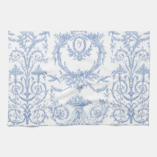 Capetian Toile blueberry Tea Towel