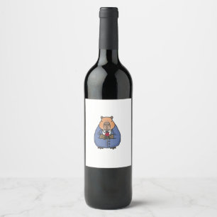 Capibara valentine's day wine label