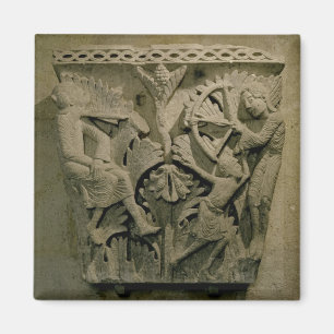 Capital depicting a man shooting an arrow into the magnet
