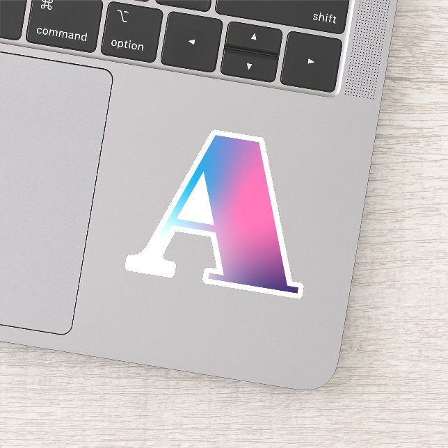 Capital Letter A Monogram Gradient Pink Blue White (Detail)