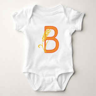 Capital letter B floral monogram Baby Bodysuit