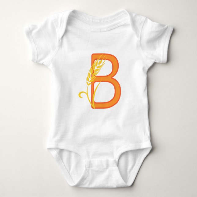 Capital letter B floral monogram Baby Bodysuit (Front)