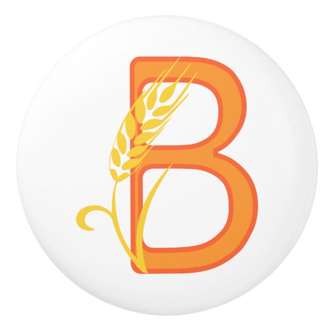 Capital letter B floral monogram Ceramic Knob (Front)
