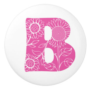 Capital letter B floral monogram Ceramic Knob
