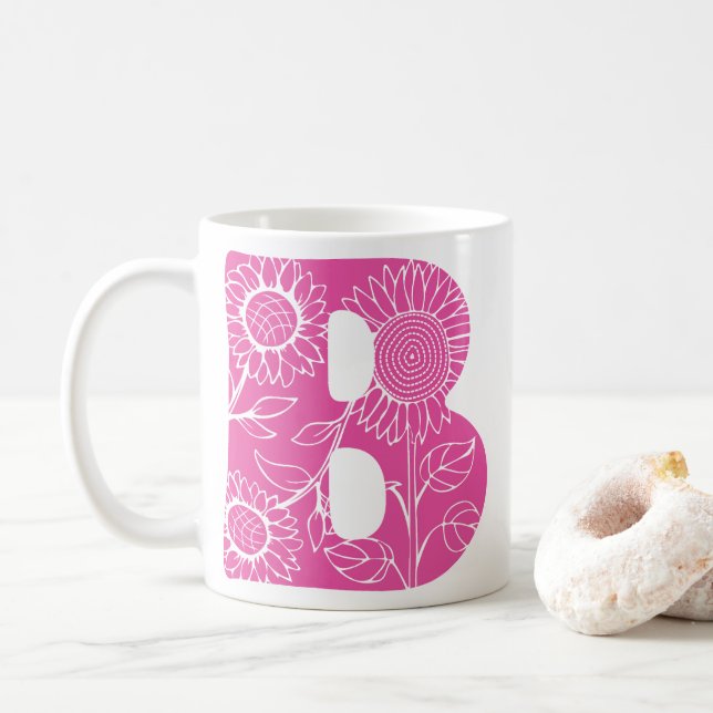Capital letter B floral monogram Coffee Mug (With Donut)
