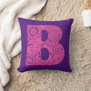 Capital letter B floral monogram Cushion