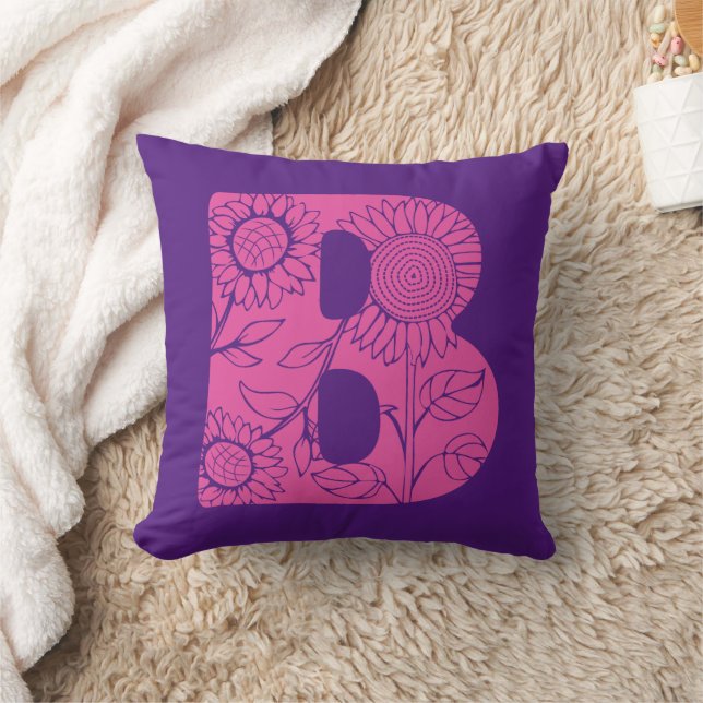 Capital letter B floral monogram Cushion (Blanket)