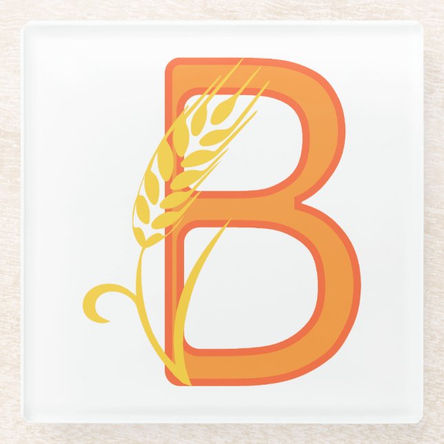 Capital letter B floral monogram Glass Coaster (Front)