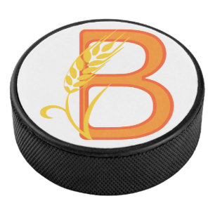 Capital letter B floral monogram Hockey Puck
