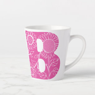 Capital letter B floral monogram Latte Mug