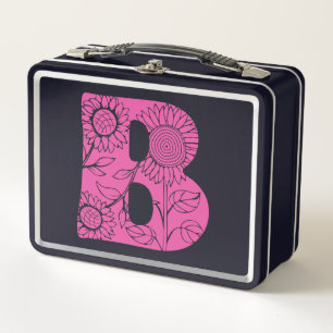 Capital letter B floral monogram Metal Lunch Box