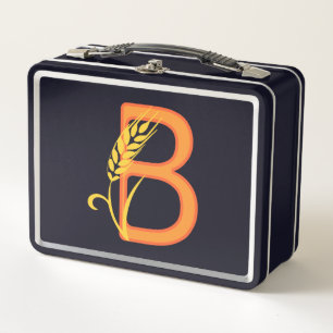 Capital letter B floral monogram Metal Lunch Box