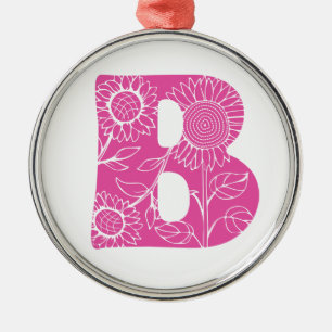 Capital letter B floral monogram Metal Ornament