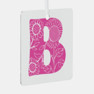 Capital letter B floral monogram Metal Tree Decoration