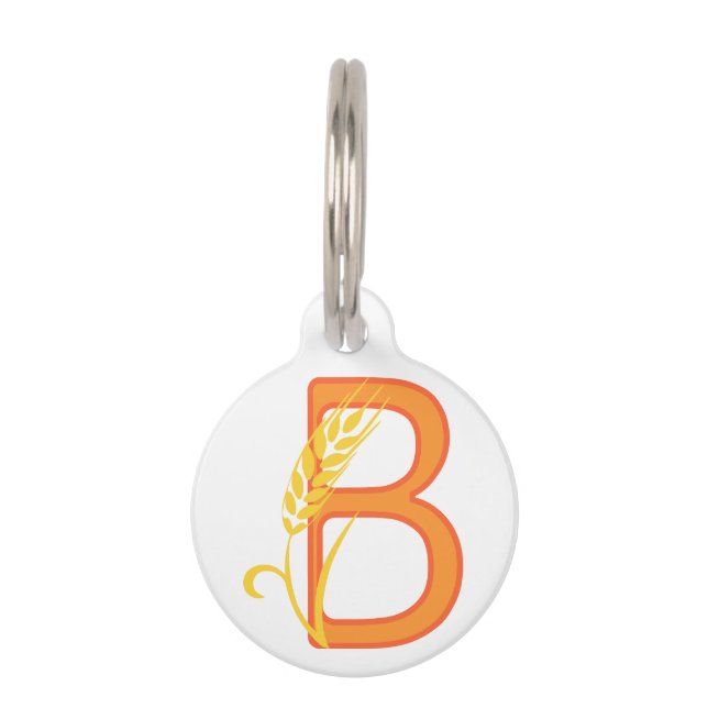 Capital letter B floral monogram Pet Tag (Front)