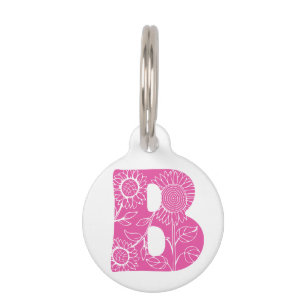 Capital letter B floral monogram Pet Tag