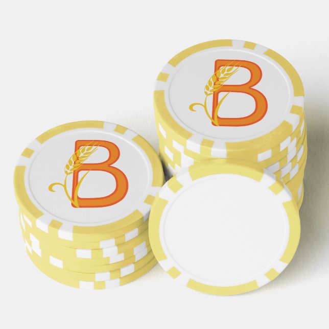 Capital letter B floral monogram Poker Chips (Stack)