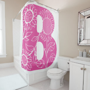 Capital letter B floral monogram Shower Curtain