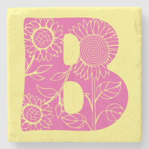 Capital letter B floral monogram Stone Coaster